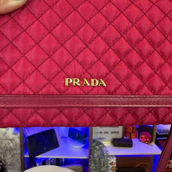 Prada Pink Tessuto Quilted Mini Crossbody Wallet Bag Ibisco - Picture 7 of 16